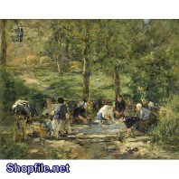Tranh sơn dầu mọi người lao động